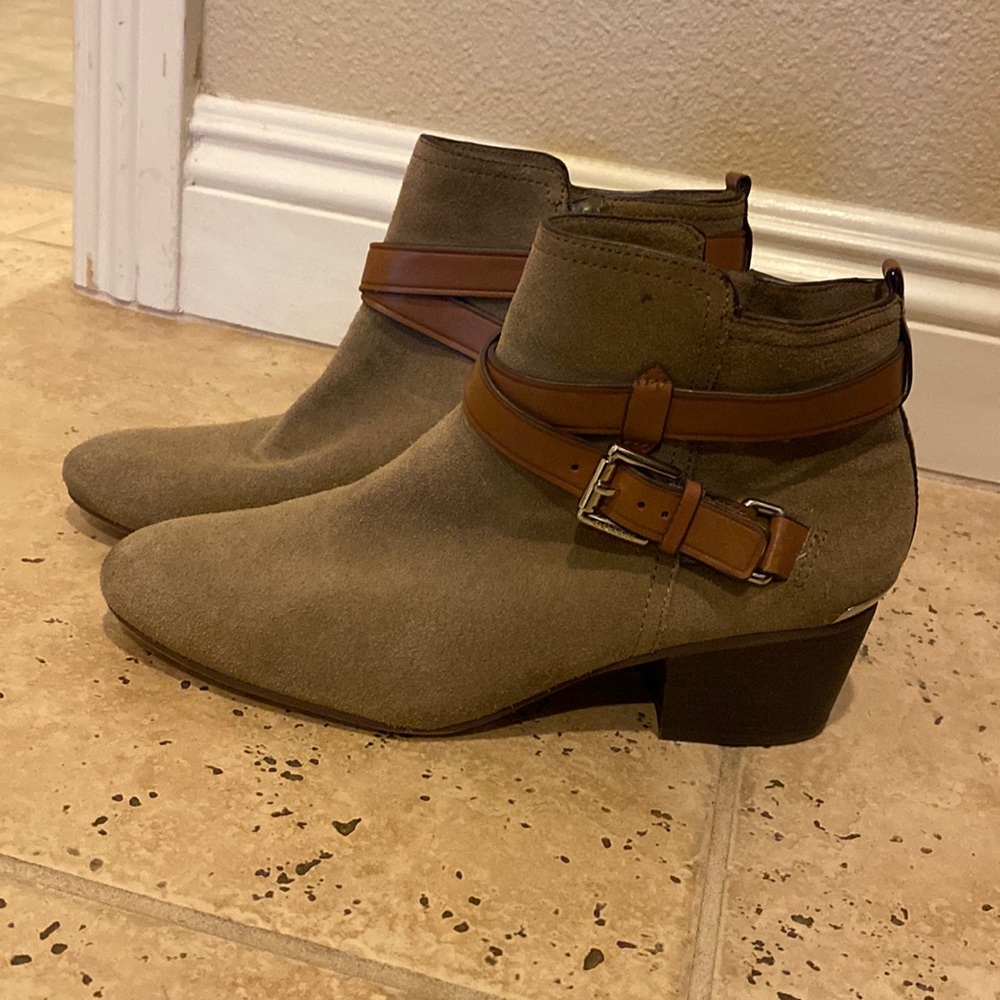 Coach Pauline suede and leather booties size 8 1/2